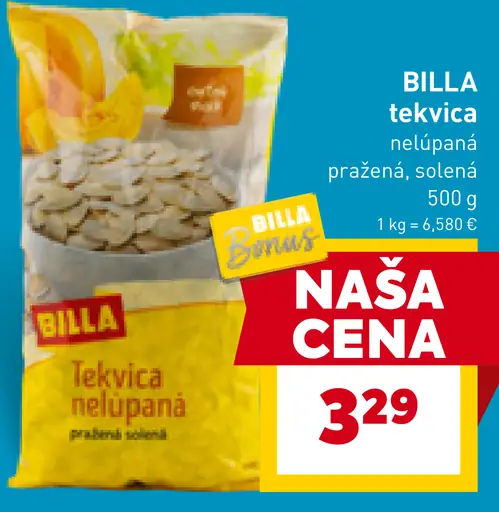 BILLA tekvica nelúpaná pražená, solená