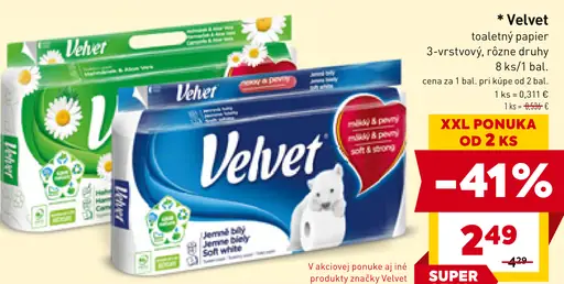 Velvet toaletný papier