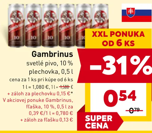 Gambrinus svetlé pivo plechovka