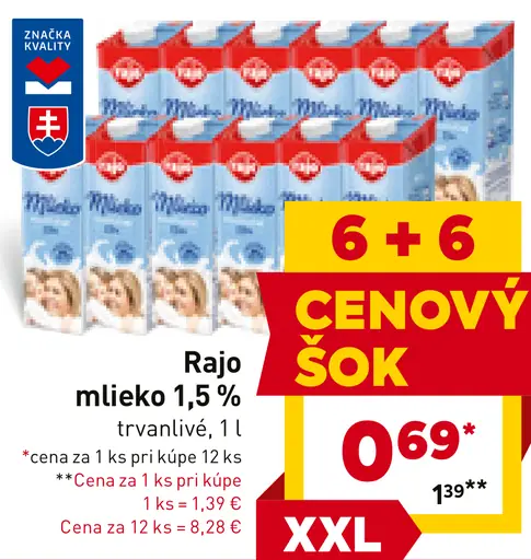 Rajo Mlieko 1,5%