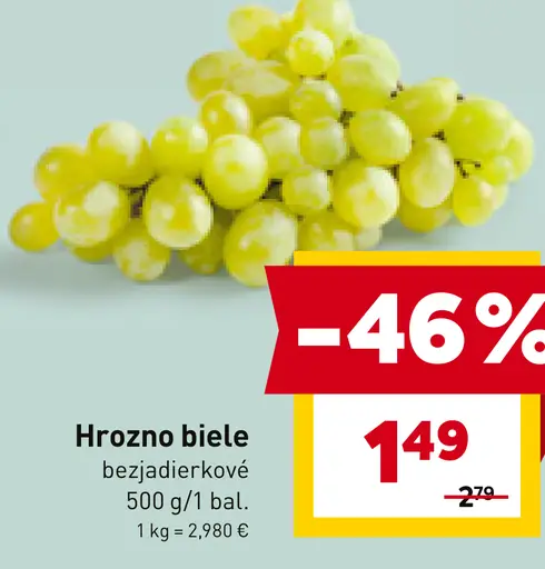 Hrozno biele bezjadierkové