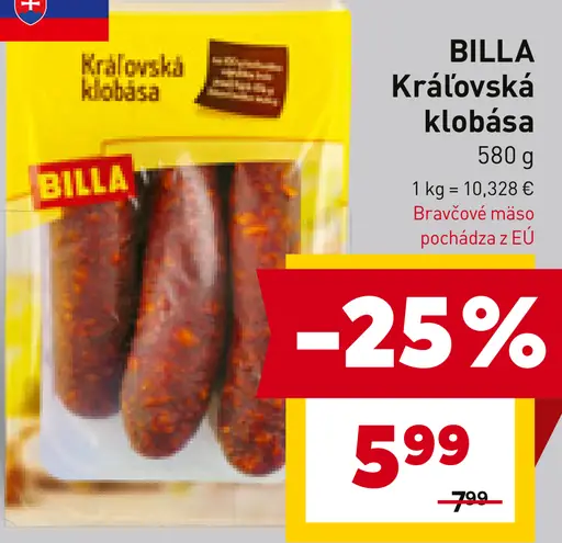 BILLA Kráľovská klobása
