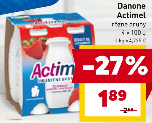 Danone Actimel rôzne druhy