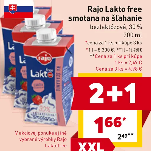 Rajo Lakto free smotana na šľahanie