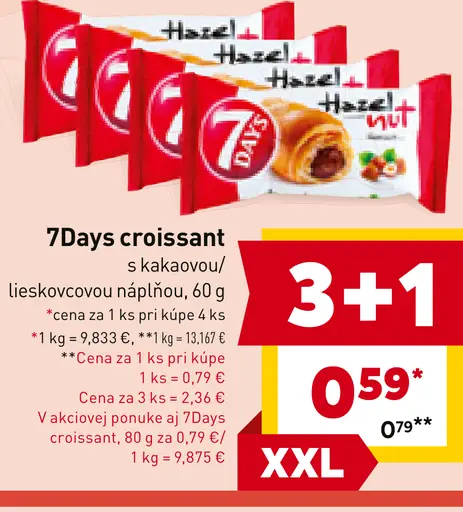 7Days croissant s kakaovou lieskovcovou náplňou