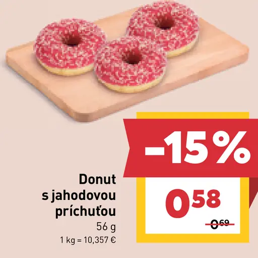 Donut s jahodovou príchuťou