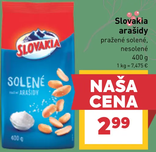 Slovakia Solené pražené arašidy