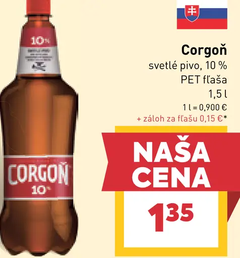 Corgoň svetlé pivo 10 % PET fľaša