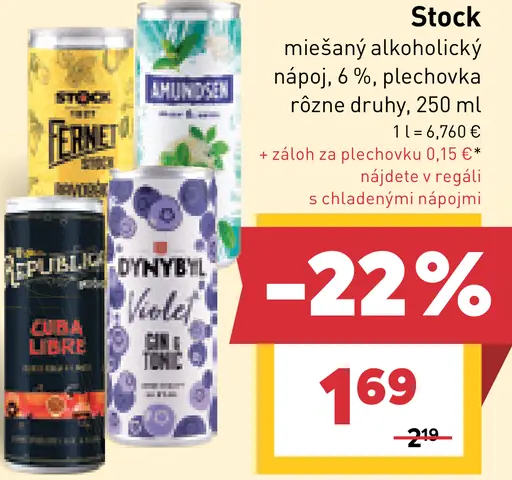 Stock miešaný alkoholický nápoj 6 % plechovka
