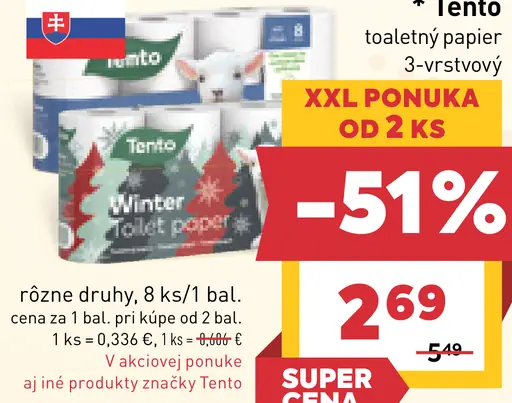 Tento toaletný papier 3-vrstvový