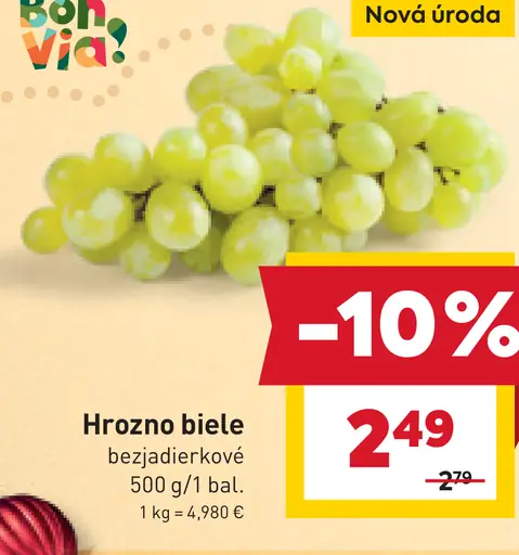 Hrozno biele bezjadierkové