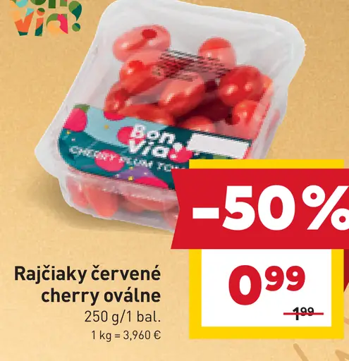 Bon Via rajčiaky červené cherry oválne