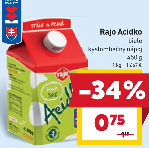 Rajo Acidko biele kyslomliečny nápoj