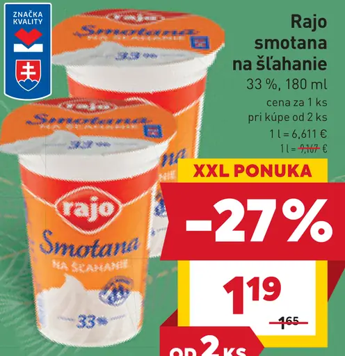 Rajo smotana na šľahanie