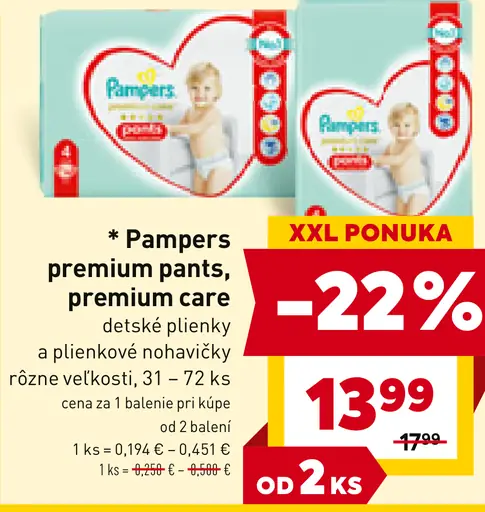 Pampers premium pants, premium care detské plienky a plienkové nohavičky