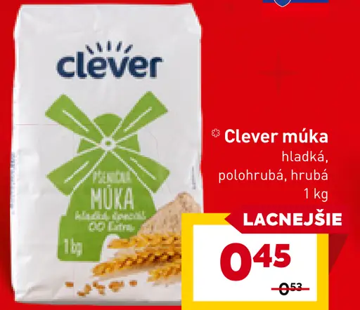 Clever múka hladká, polohrubá, hrubá