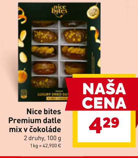 Nice bites Premium datle mix v čokoláde
