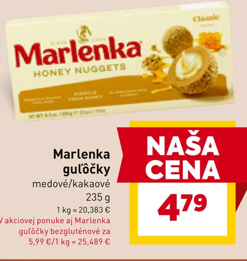 Marlenka guľôčky medové/kakaové