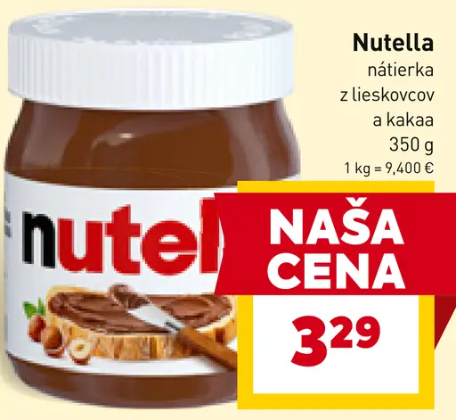 Nutella nátierka lieskovcov a kakaa