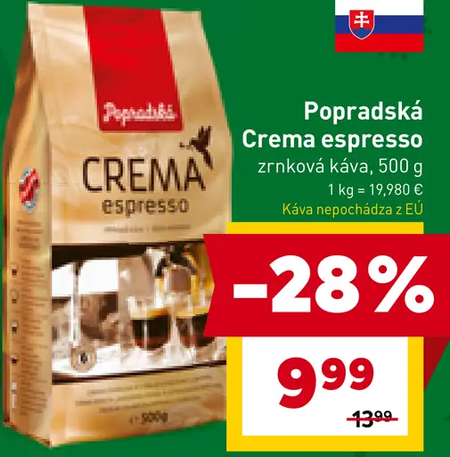 Popradská Crema Espresso zrnková káva