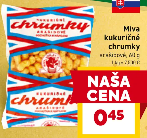 Miva kukuričné chrumky arašídové