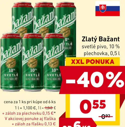 Zlatý Bažant '73 pivo svetlý ležiak plechovka