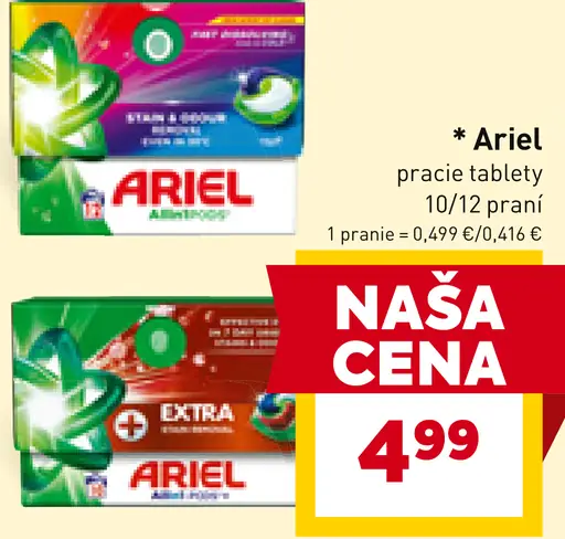 Ariel prací gél, prášok, pracie tablety