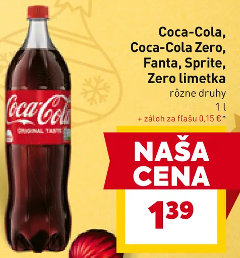 Coca-Cola, Coca-Cola Zero, Fanta, Sprite, Zero limetka nápoje