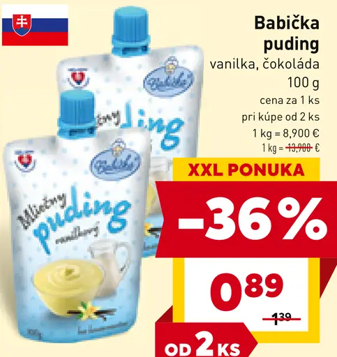 Babička puding vanilka, čokoláda