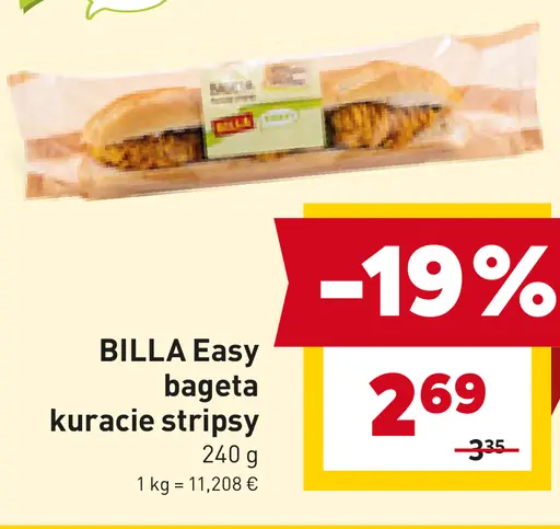 BILLA Easy bageta kuracie stripsy