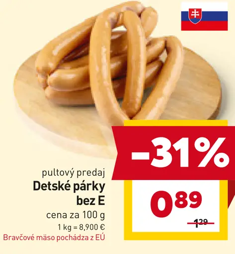 Detské párky bez E