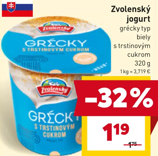 Zvolenský jogurt gréckeho typu s trstinovým cukrom