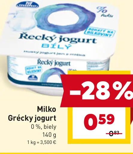 Milko Řecký jogurt 0% biely