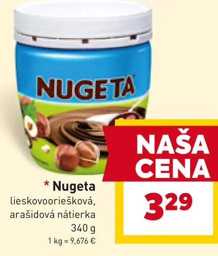 Nugeta lieskovo-oriešková, arašidová nátierka