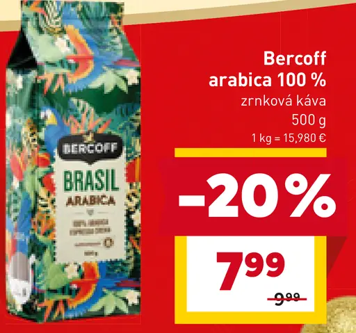 Bercoff Arabica 100 % zrnová káva