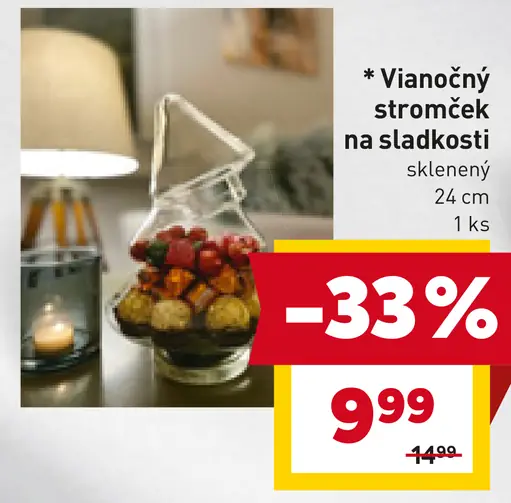 Vianočný stromček na sladkosti sklenený