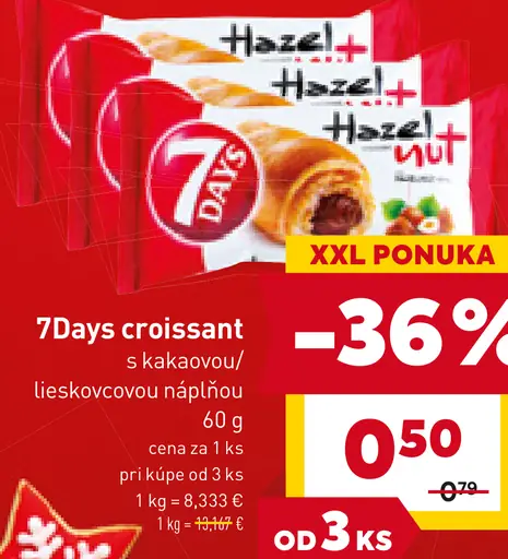 7Days croissant s kakaovou lieskovcovou náplňou