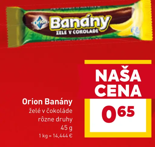 Orion Banány XXL želé v čokoláde