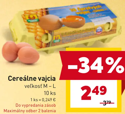 Cereálne vajcia veľkosť M - L
