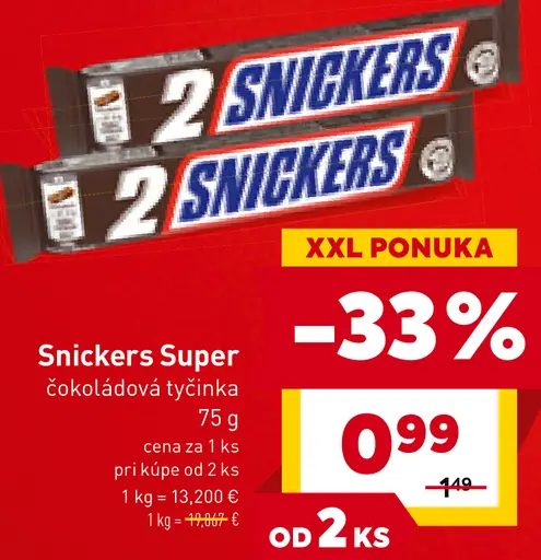 Snickers Super čokoládová tyčinka