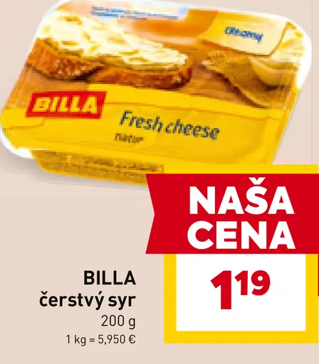 BILLA čerstvý syr