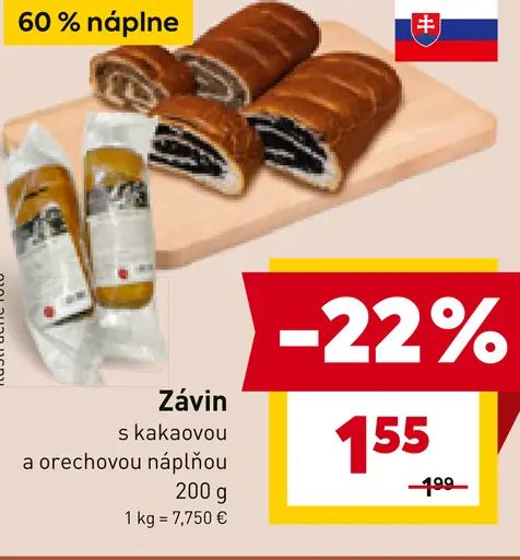 Závin s kakaovou a orechovou náplňou