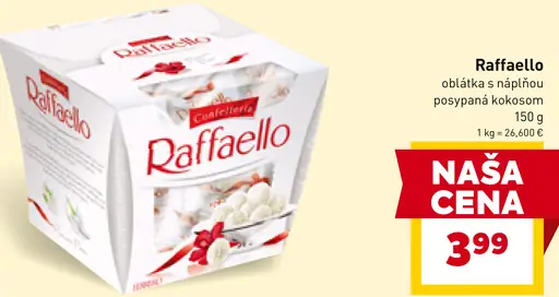 Raffaello oblátka s náplňou posypaná kokosom