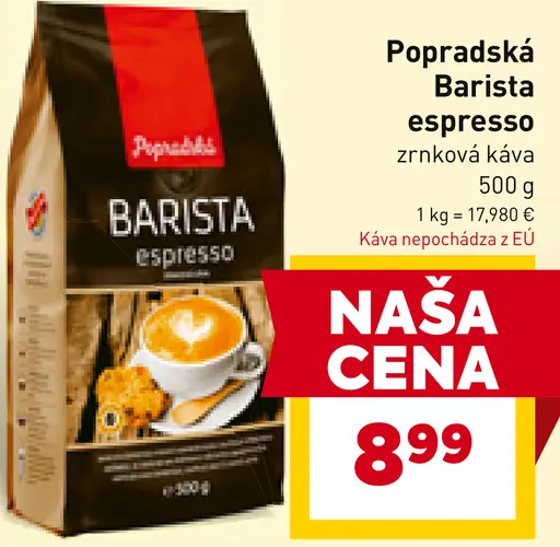 Popradská Barista espresso zrnková káva