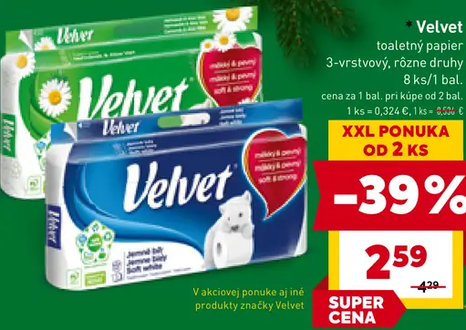 Velvet toaletný papier