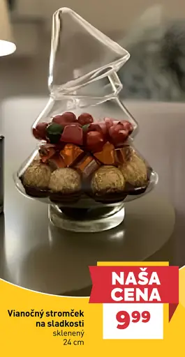 Vianočný stromček na sladkosti sklenený