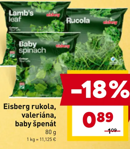 Eisberg rukola, valeriána, baby špenát
