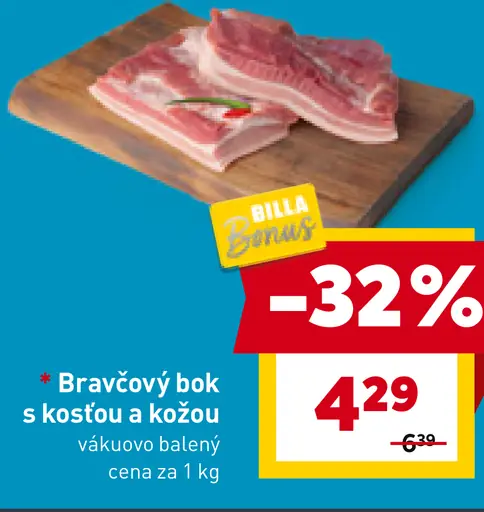 Bravčový bok s kosťou a kožou