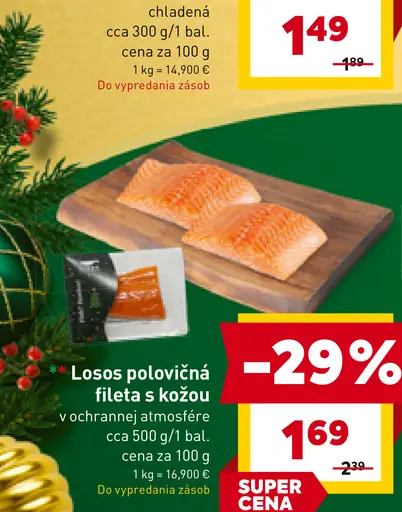 Losos polovičná fileta s kožou