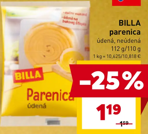 BILLA parenica údená, neúdená